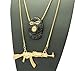 Gold Tone Iced Out Goon Ski Mask Man, Machine Gun Pendant 24