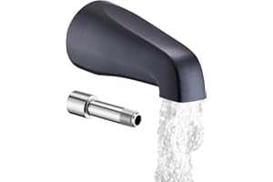 ORGCREATOR Bathtub Spout Without Diverter, 5.3", All Metal 304 Stainless Steel, Fits 1/2" Copper Slip-On and 1/2" or 3/4" IPS Threaded Pipes, Leak-Free Design, Easy Installation, Universal Fit, Matte Black