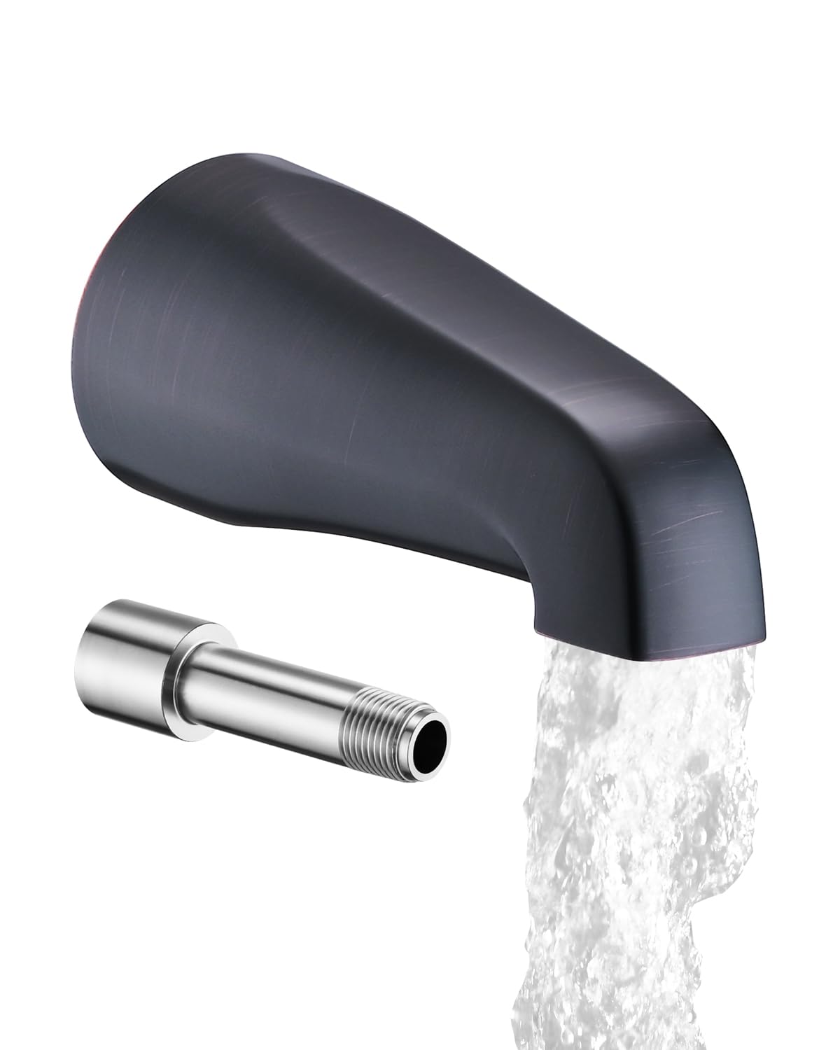 Photo 1 of Bathtub Spout Without Diverter, 5.3", All Metal 304 Stainless Steel, Fits 1/2" Copper Slip-On and 1/2" or 3/4" IPS Threaded Pipes, Leak-Free Design, Easy Installation, Universal Fit, Matte Black