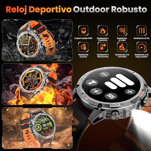 Joautrial Men's Military Smart Watch, 1.46" HD GPS Smartwatch with LED Flashlight, Compass, 100+ Sports Modes Smart Watch, Health Monitoring 24/7, Bluetooth Calls