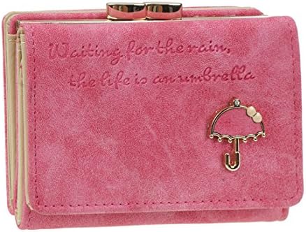 FXTXYMX Nubuck Leather Ladies Short Wallet Letter Printing Money Clip for Women Girls (Rose Red)