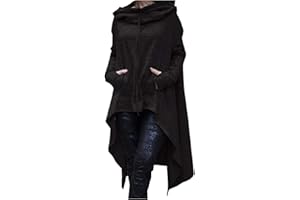 Bilqis Cloak with Hood Women Irregular Hem Gothic Witch Costumes Long Sleeve Loose Fit Cape Asymmetric Hem Vintage Sweatshirt