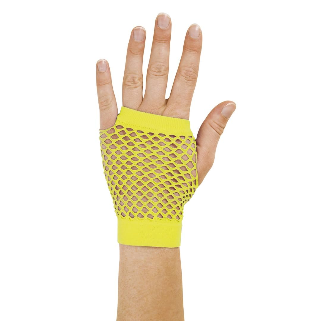 P 'tit clown 90316 โ Fishnet Fingerless Gloves โ Neon Yellow โ One Pair, One Size