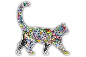 BARGAIN MAX DECALS Cheerful Cat Pattern Car Bumper Sticker Decal 5" x 5"