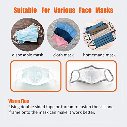 Supsiah 3D Mask Bracket Inner Support Holder Frame Lipstick Protection Cool Silicone More Breathing Space for Comfortable Reusable Washable Helps Breathe smoothly 10pcs Clear