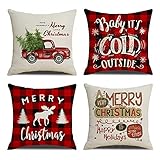 KACOPOL St. Patrick's Day Green Clover Pillow Covers Cotton Linen Spring Decor Throw Pillow Case Cushion Cover 18