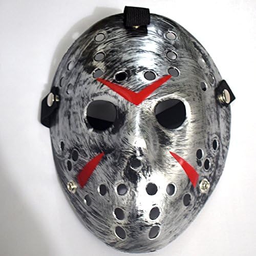 QDHY Plastic Halloween Mask Scary Horror Friday the 13th Jason Hockey Mask (Silver)
