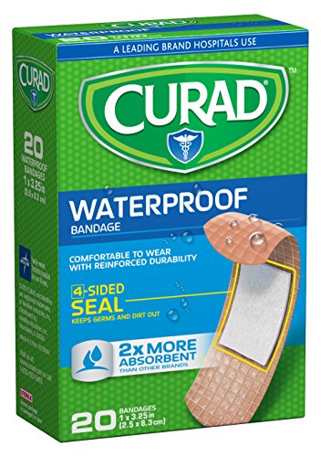 Curad Waterproof Strong Strip Self-Adhesive-Bandages, 1 Inch x 3 1/4 Inch, 20 Count (Pack of 6)