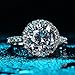 Jiangyue Lady Rings Halo Big Stone AAA Cubic Zirconia Rhodium Plated Party Solitaire Jewelry Mother 's Day Gift Size 5-10