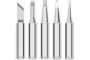 TUCCOSS Soldering Iron Tips, 5pcs Soldering Tips for Soldering Irons, Soldering Station, Soldering Gun, Pre-Tinned Solder Tips Precise Copper Fast Heating, Universal Size 900M Replacement Solder Tips Kit