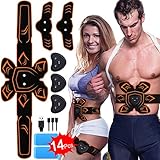 PiAEK ABS Stimulator Muscle Toner Rechargeable Abdominal Toning Belt, EMS Abdomen Muscle Trainer Fitness with 6 Modes 10 Levels for Men Women Abdomen/Arm/Le (Orange)