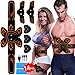 ABS Stimulator Muscle Toner Rechargeable Abdominal Toning Belt, EMS Abdomen Muscle Trainer Fitness with 6 Modes 10 Levels for Men Women Abdomen/Arm/Leg Training, Free 14pcs Gel Pads
