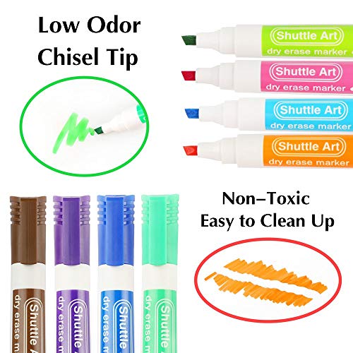 Dry Erase Markers, 60 Pack Shuttle Art 15 Colors Bulk White Board Markers with Eraser, Chisel