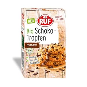 RUF Bio Schoko Tropfen Zartbitter, mind. 50% Kakaogehalt, backfeste Schokostückchen in Bio-Qualität, Bio Backartikel…