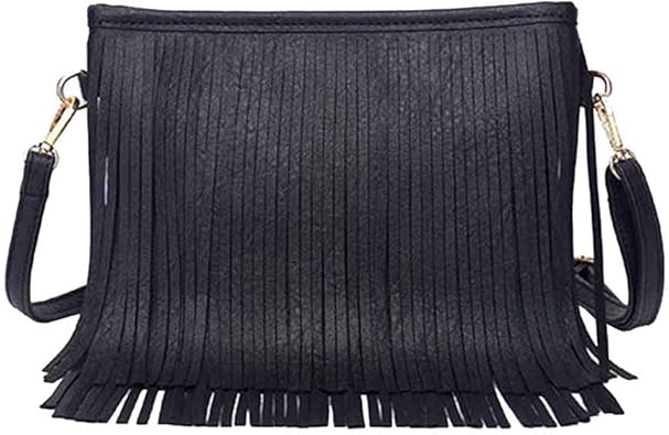 black fringe crossbody bag
