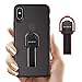 iPhone Xs Max Case with Finger Strap & Ring Stand Holder, Black Hard Thin Cover with Loop Grips for Apple iPhone Xs Max, Works with Magnetic Mount & Wireless Charger
