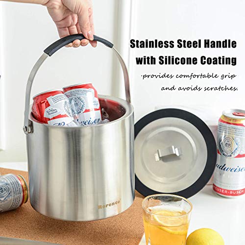Rorence Stainless Steel Ice Bucket 3 Quart DoubleWall Insulated