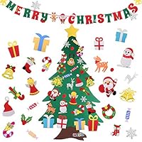 JOKBEN 3.3 ft DIY Felt Christmas Tree Set, with Merry Christmas Felt Banner Wall Hanging Christmas Decorations with 29pcs Detachable Ornaments Xmas Gifts for Child