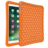 Fintie iPad 9.7 2018 2017 / iPad Air 2 / iPad Air Case - [Honey Comb Series] Light Weight Anti Slip Kids Friendly Shock Proof Silicone Protective Cover for iPad 6th / 5th Gen, iPad Air 1 2, Orange