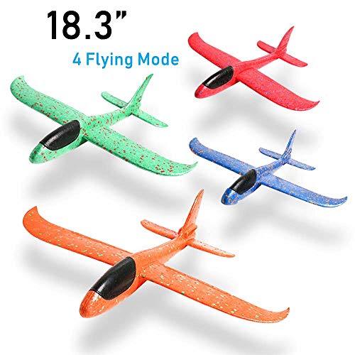 JCREN 4PCS Airplane Toy,Large Throwing Foam Plane,Outdoor Sport Game Toys for Challenging Circling Functions Flying Aircraft Fun Best Outdoor Fun Gift for Kids Children Party Favors(18.3 inch)