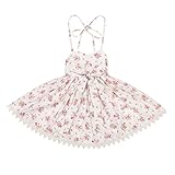 Flofallzique Summer Girls Cotton Vintage Rose Floral Dress With Bowknot For Princess