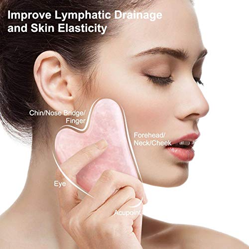Gua Sha Facial Tools, 2 Pcs Gua Sha Board Rose Quartz Anti Aging Skin Care Tools for Face, Eyes, Neck, Body Muscle… - Image 2