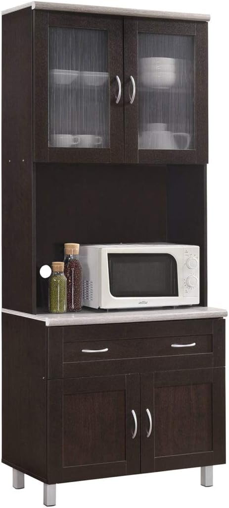 Hodedah Kitchen Cabinet, Chocolate: Furniture & Decor