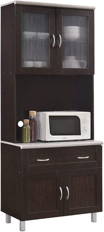 Amazon Com Hodedah Kitchen Cabinet Chocolate China Cabinets