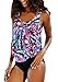 Feel Show Womens Padded Printed Tankini Sets Two Piece Swimsuit