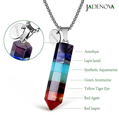 JADENOVA 7 Chakra Stones Necklace Gemstone Pendant Necklace Energy