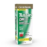 GoodSense Tussin DM Cough Suppressant and Expectorant for Adults Age 12 and Over, Relieves Cough, Chest Congestion and Mucus, 8 Fluid Ounce Cough Syrup, Cherry Flavor