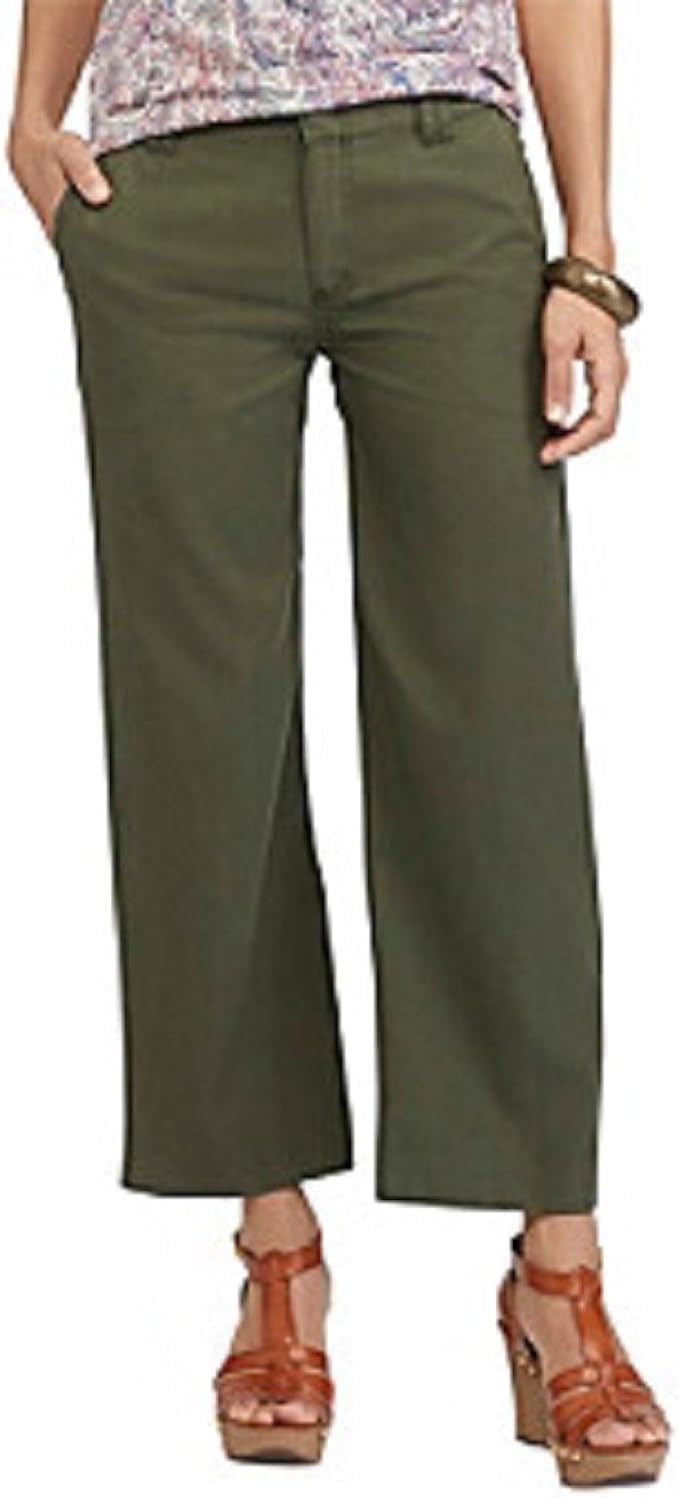 Chaps Womens Olive Green WideLeg Capri Pants 10 at Amazon Women’s
