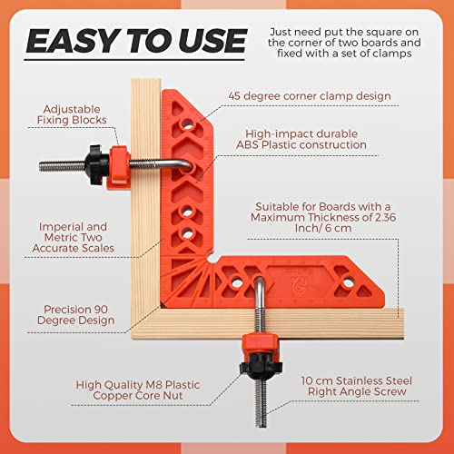 Square Clamp 8-Piece Woodworking Clamping Squares Kit - 90 Degree Right ...