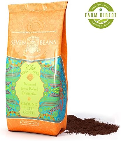 Seven Beans Coffee Company's"Eka" Ground Coffee - Medium Roast - Single Origin FARM DIRECT - Breakfast Blend - Indian Gourmet Coffee (Pack of 2)