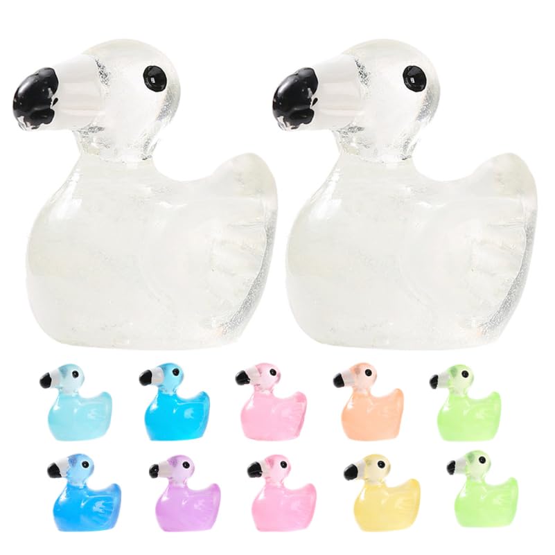 20pcs Mini Resin Flamingos Luminous Figurines for Garden Decor Cute Miniature Flamingo Statues Colorful Flamingo Ornaments for Bonsai Decoration