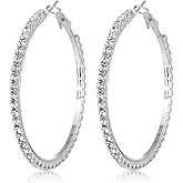 MALOYANVE Hollow Circle Earrings Lightweight 925 Sterling Silver CZ Open Sparkly Crystal Cubic Zirconia Hoop Earrings Jewelry Gifts for Women