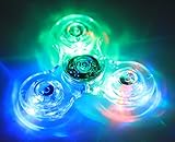 Crystal LED Light Fidget Spinner with Switch Plastic EDC Hand Spinner For Autism and ADHD Relief Focus Anxiety Stress Toys Gift (Crystal)