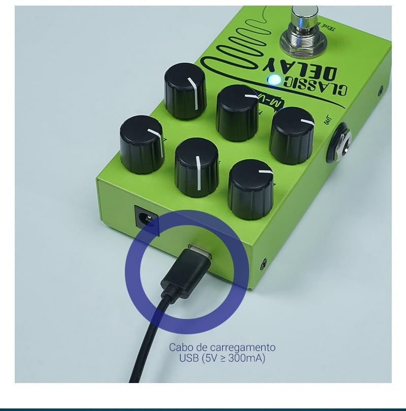 VEDO M-vave Pedal de efeito Classic Delay, True Bypass, tempo de delay de 600ms, para guitarra elétrica e baixo.