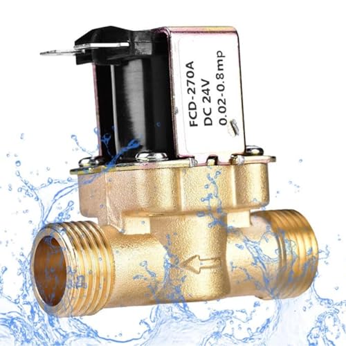 Broco Brass Solenoid Valve, Brass Solenoid Valve Magnetic Valve, 1/2" DC 24V Normally Closed Electric Solenoid Valve for Water Control