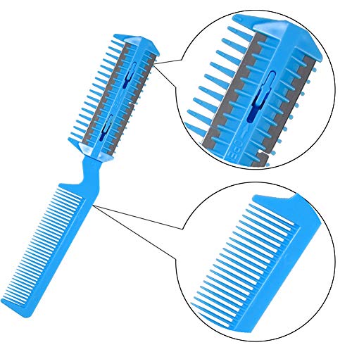 Razor Comb 3 Pcs Dual Side Cutting Scissors Hair Cutter Shaper Double Edge Razor Blades Razors Slim Haircuts Cutting Tool with 20 Pcs Razors