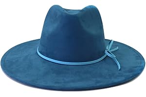 Wotfim Fedora Hats for Women Man with Big Wide Brim Classic Suede Panama Hat Western Outdoor hat