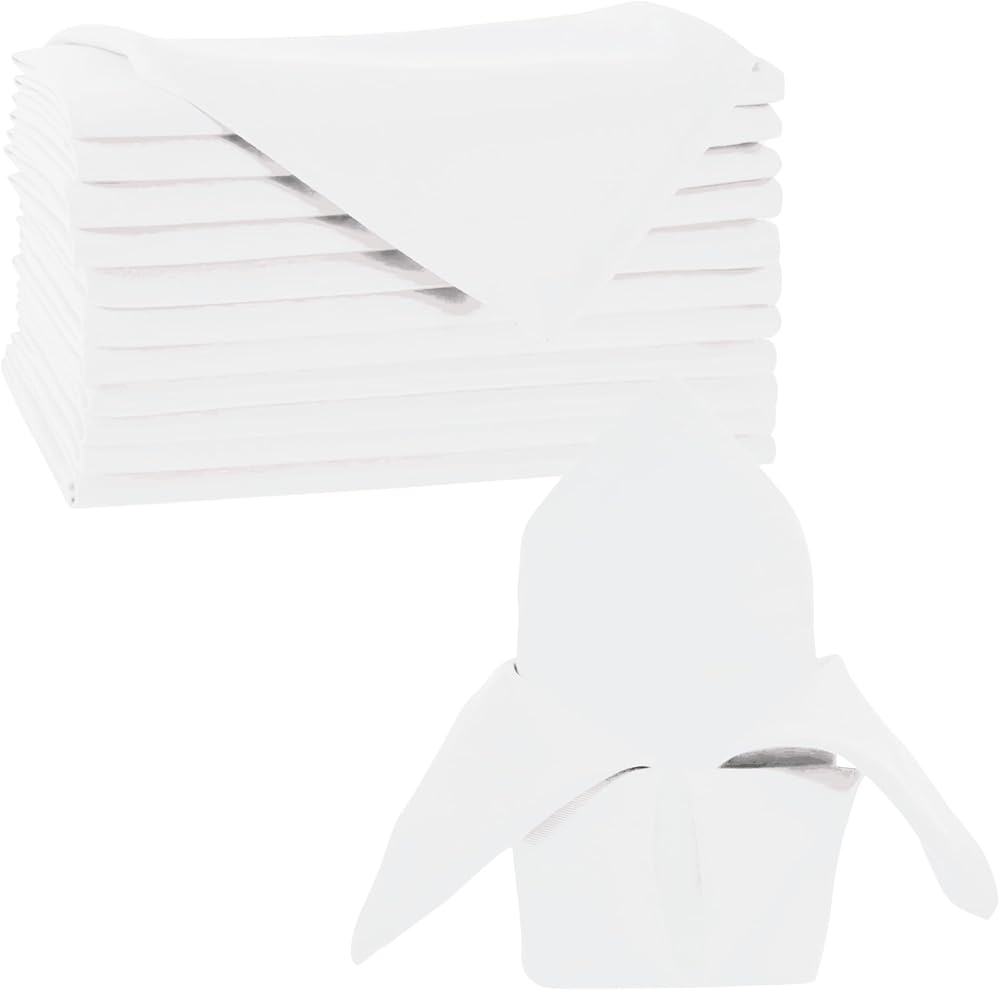 Trimming Shop 20 Inch White Polyester Napkins, 10pcs, Reusable,
