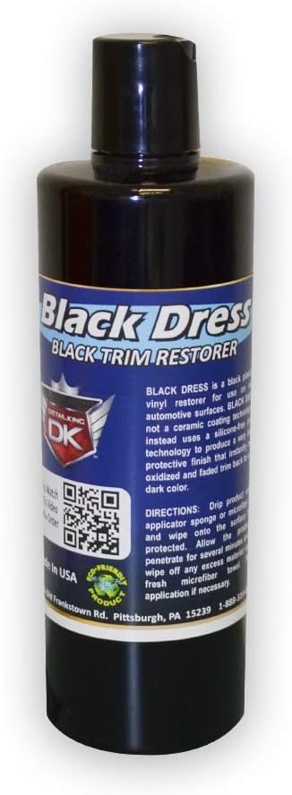 Detail King Black Dress Black Trim Restorer - Long-Lasting Car Trim Restorer for Plastic and Vinyl - 16 Oz