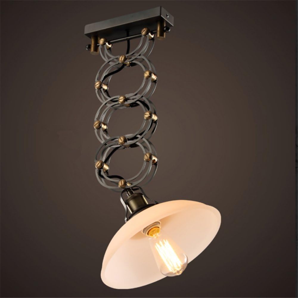 Telescopic Pendant Chandelier,Led Hanging Lighting fixtures Ceiling Light Fixture Iron Glass Industry Vintage Decoration Single Head Shop Bar Aisle Restaurant Lights for e27 Bulbs-A [Energy Class A++]