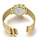 Mens Stainless Steel Calender Alloy Business Formal Quartz Wrist Watch for Man (Gold)