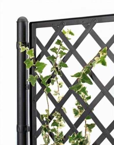 Rankgitter, Spalier mit Pflanzkasten in Rattan-Design aus robustem Kunststoff in Anthrazit/Grau. Maße BxTxH in cm: 43 x 43 x 142 cm. Topp für Garten, Terrasse und Balkon! – Bild 5