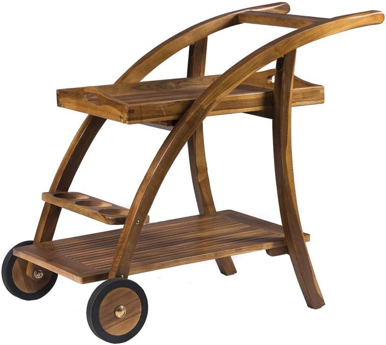 Solid Hardwood Drinks Trolley Cart Weatherproof Solid