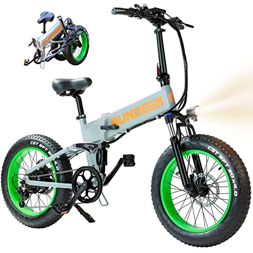 RUNDEER 750W Folding Electric Bike for Adults 20" x 4.0"Mens Fat Tire