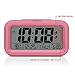 Peakeep Digital Alarm Clock with 2 Alarms for Workdays, Indoor Temperature and Smart Night Light, Battery Operated Only (Pink)