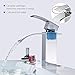 ROVOGO Waterfall Bathroom Vanity Sink Faucet, Single-Handle Single-Hole Cold and Hot Water Mixer Tap with Large Rectangular Spout, Brass Lavatory Sink Faucet, Chrome
